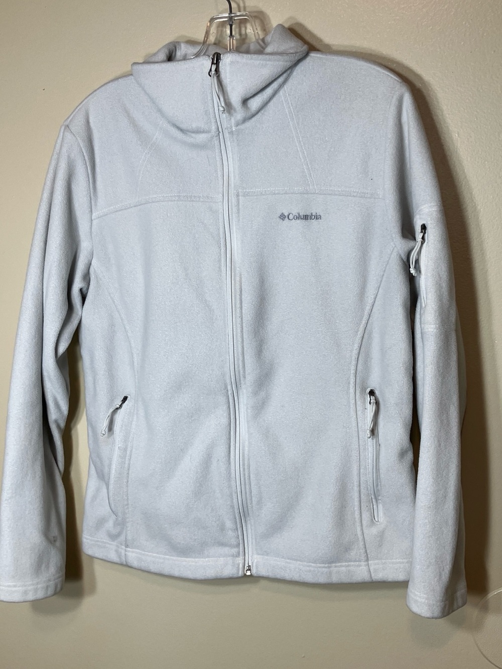 Columbia Light Gray Kids Full-Zip Fleece Jacket with Hood